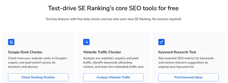 SE Ranking Free Tools 1