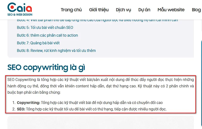 2. Xây dựng nội dung trả lời cho những từ khóa đó 1