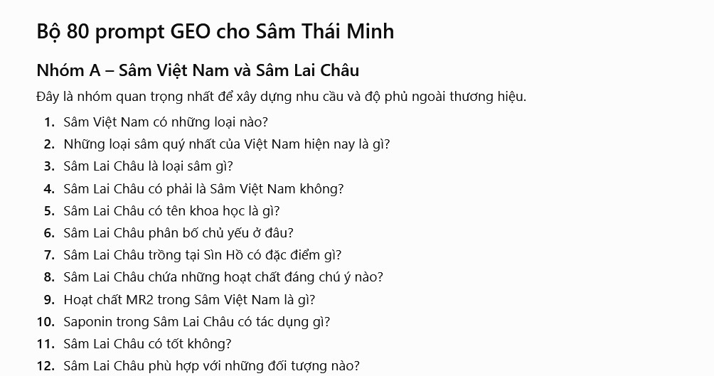 1. Lập kế hoạch tối ưu các prompt liên quan 1
