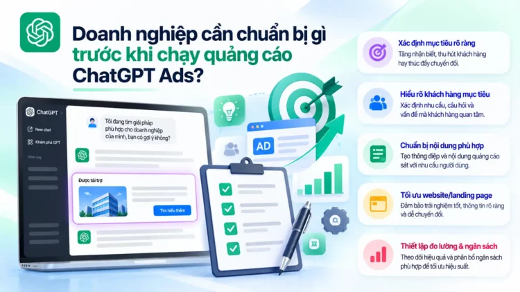 6. Doanh nghiệp cần chuẩn bị gì trước khi chạy quảng cáo ChatGPT Ads? 1