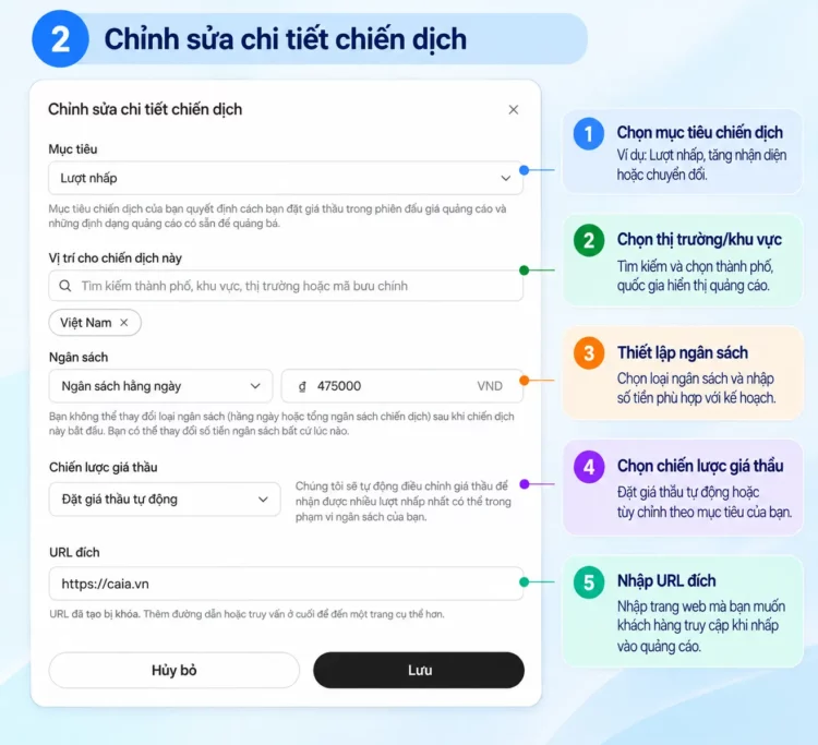 Bước 3: Tạo chiến dịch và thiết lập ngân sách 1