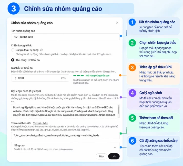 Bước 4: Chuẩn bị nội dung quảng cáo và trang đích 1